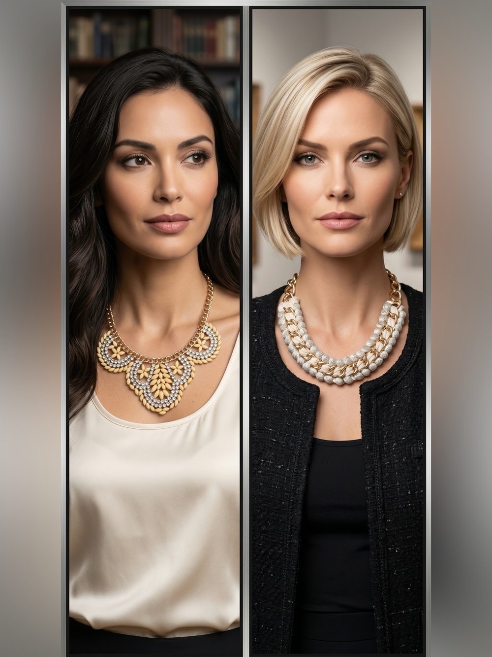 2 Aldo statement Bib Necklace - Gold and Cream